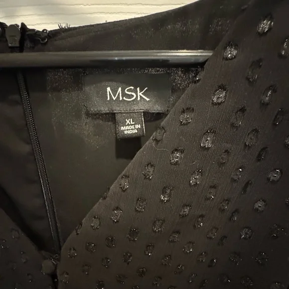 MSK Black Chiffon Dot Pattern Maxi Dress - Size XL - EUC - Only Worn Once - Picture 5 of 10